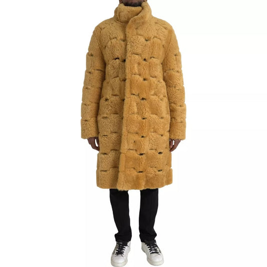 Giacca lunga in lana gialla Teddy di Bottega Veneta
