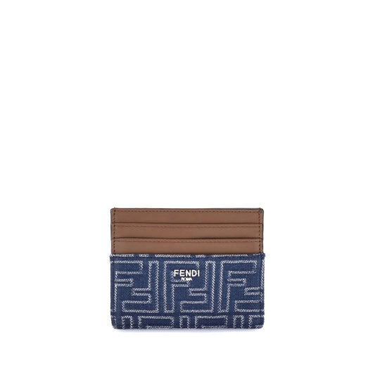 Porta carte di credito in denim Fendi