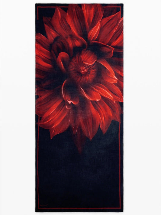 Foulard rettangolare a fiori Donna Nero