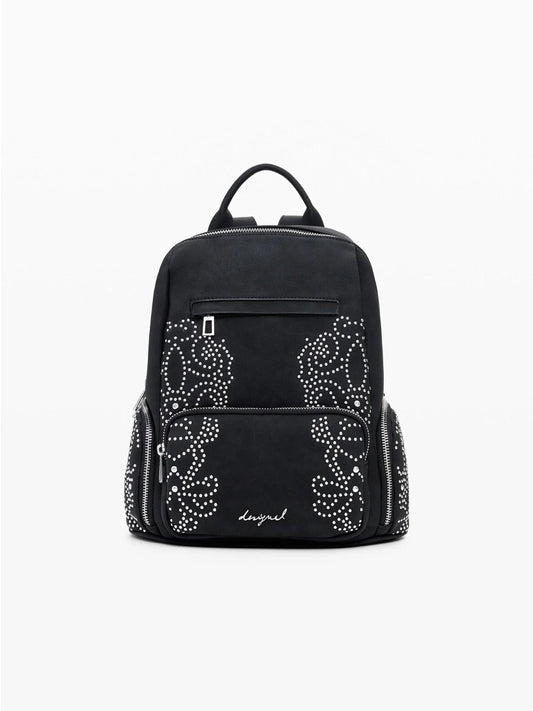 Zaino piccolo con tasche e borchie Donna Nero