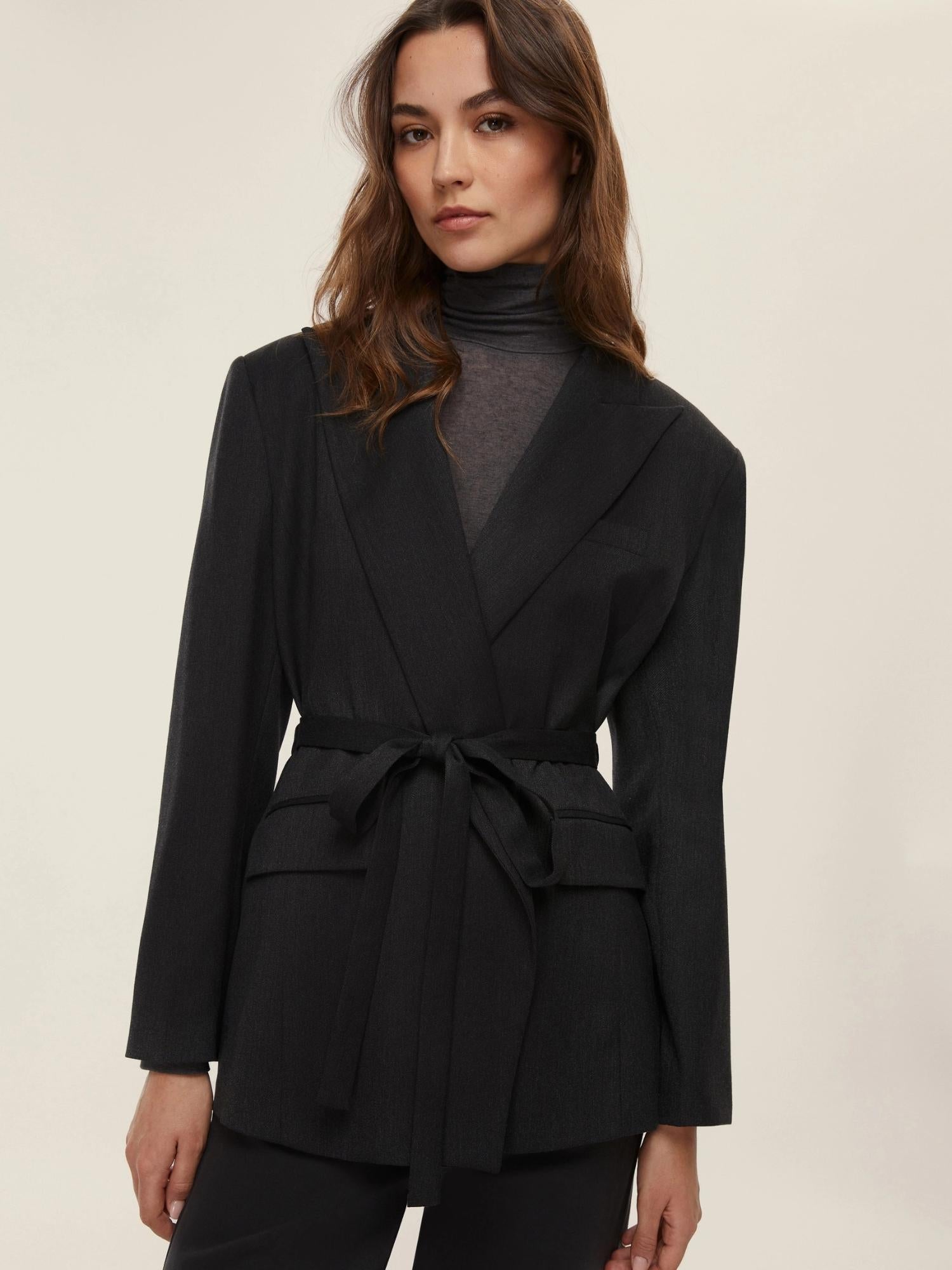 Emme Marella Blazer con cintura Val Donna Antracite - Santangelo