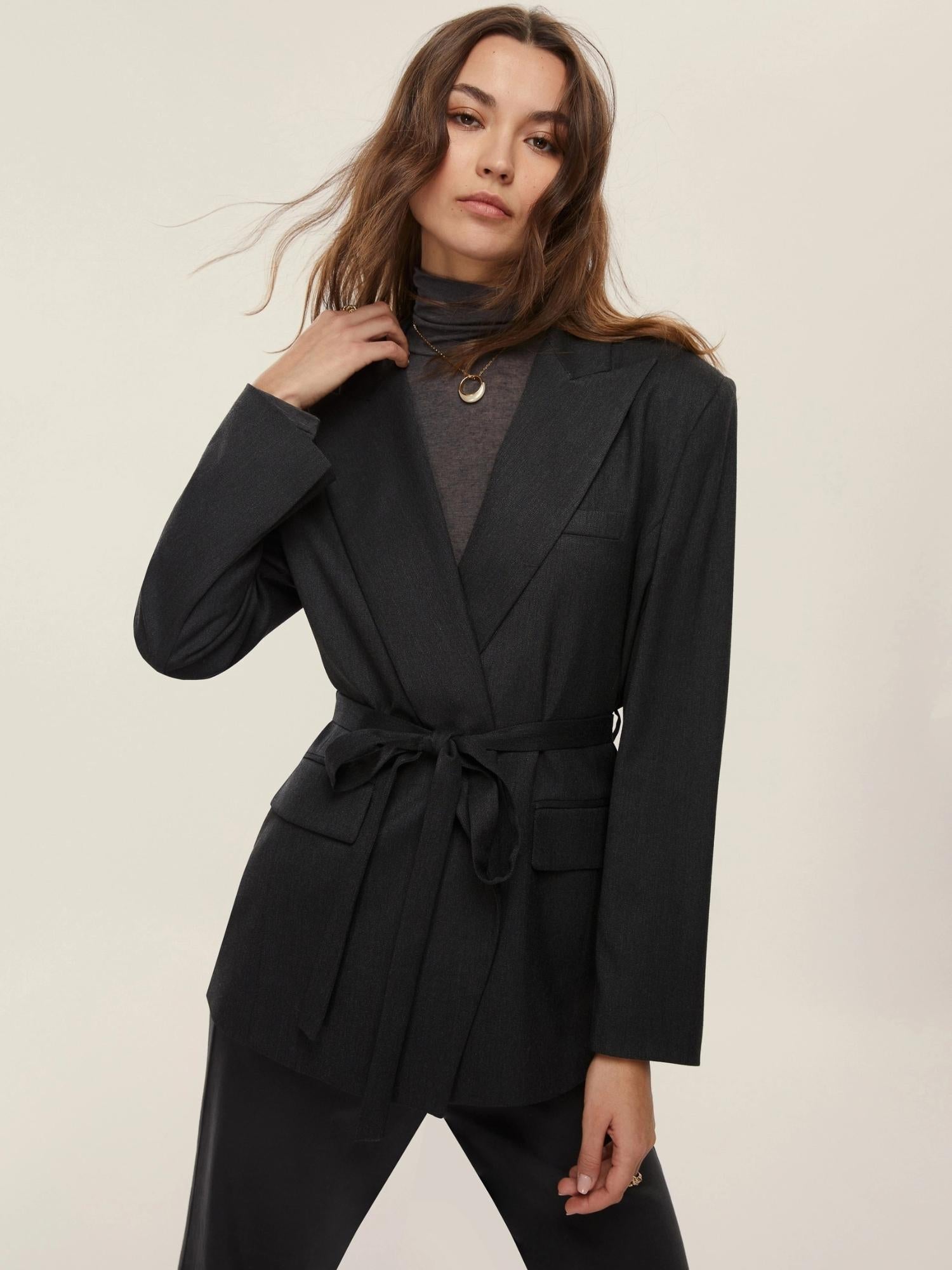 Emme Marella Blazer con cintura Val Donna Antracite - Santangelo