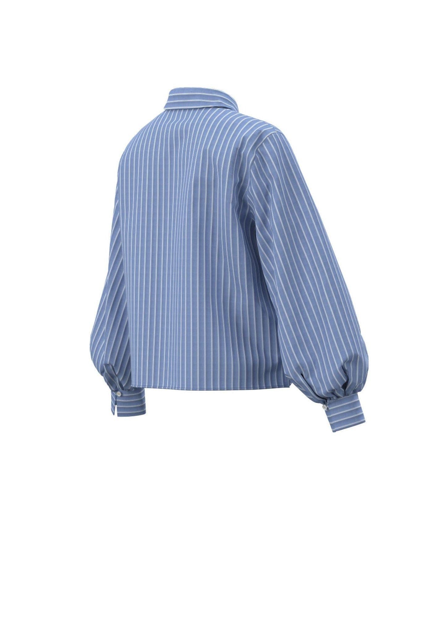 Emme Marella Camicia Donna Etna Azzurra Rigata Bianco - Santangelo