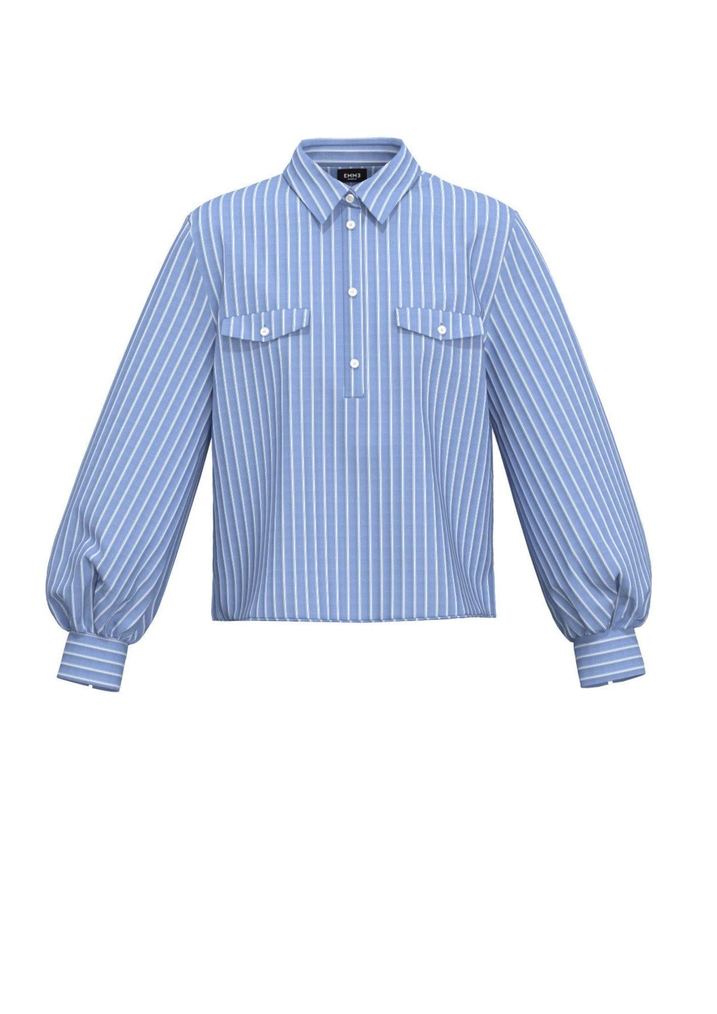 Emme Marella Camicia Donna Etna Azzurra Rigata Bianco - Santangelo