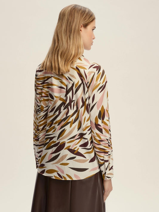 Biagio Women's Semi-Fitted Twill Shirt in White Wool