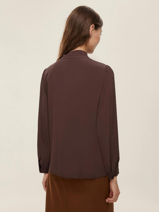Emme Marella Alibi Women's Fitted Silk Blend Shirt, Dark Brown