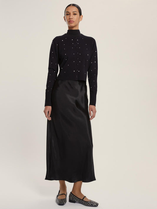 Emme Marella Cardigan corto in viscosa stretch Rena Donna Nero