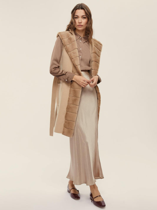 Emme Marella Gilet con cintura Formosa Donna Beige - Santangelo