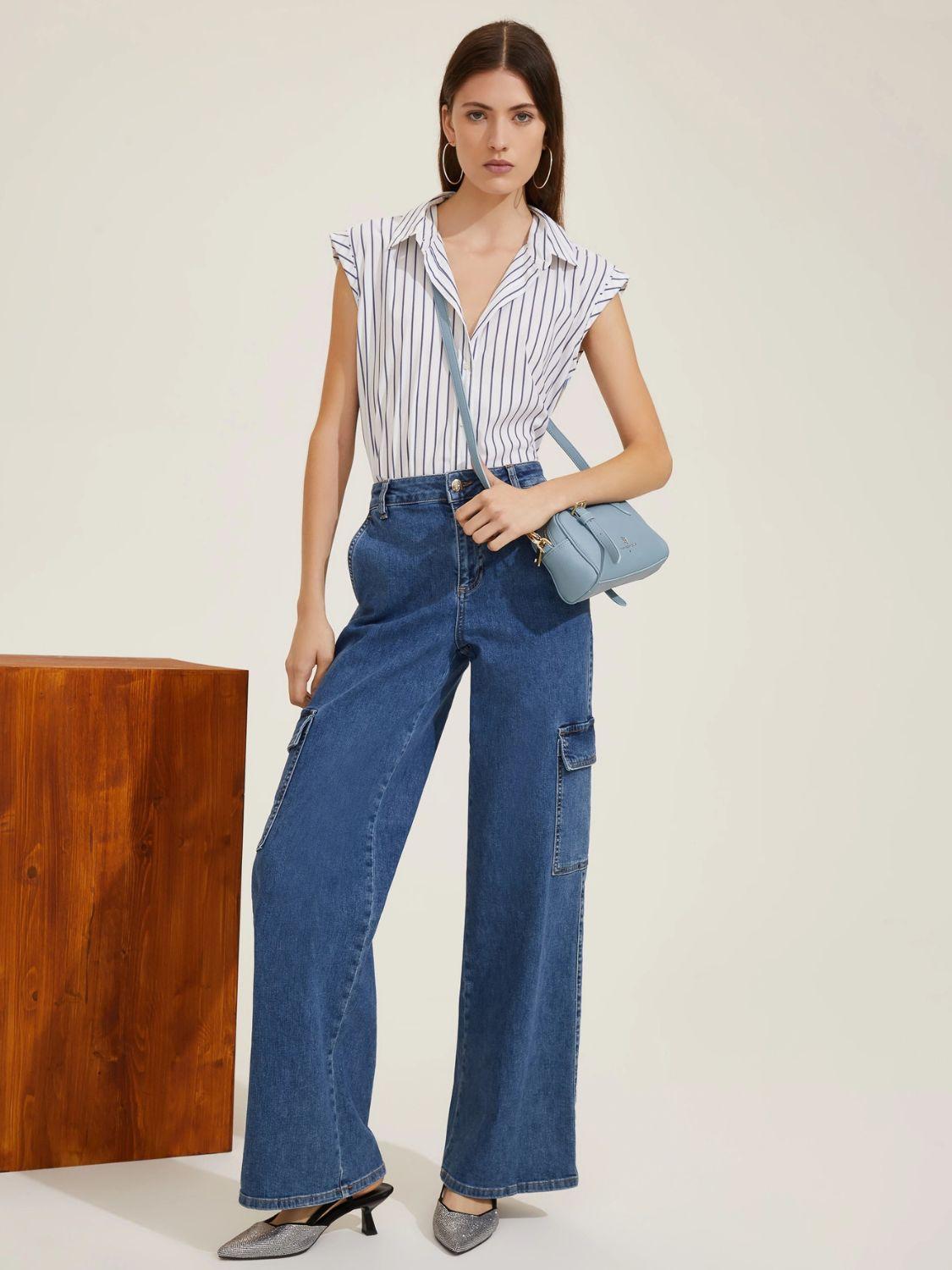 Emme Marella Pantalone cargo Donna Magnolia Bluette - Santangelo