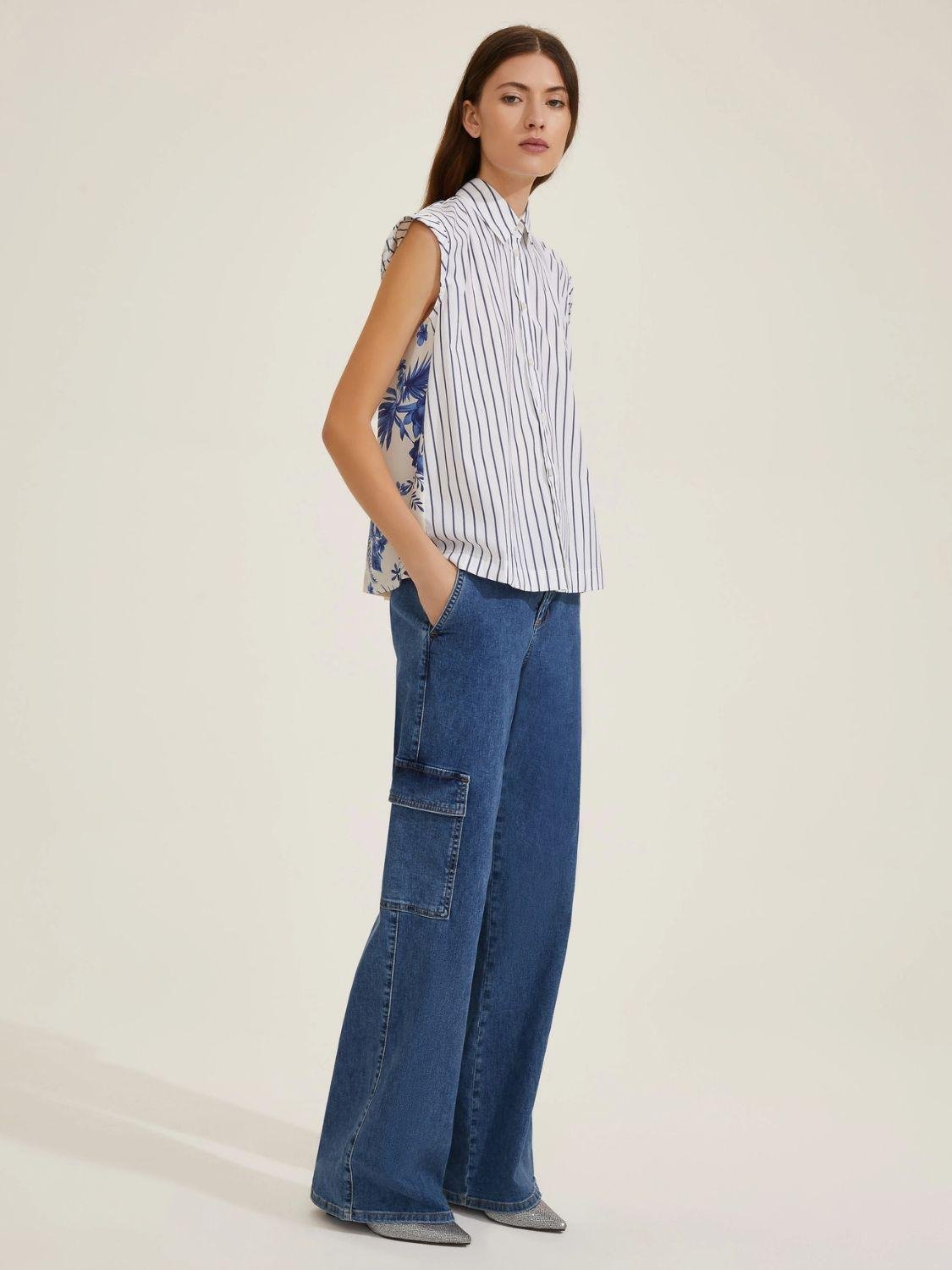 Emme Marella Pantalone cargo Donna Magnolia Bluette - Santangelo