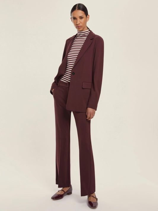 Pantalone dritto in jersey Flare Donna Bordeaux