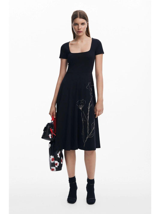 Desigual Abito midi scollato Donna Nero