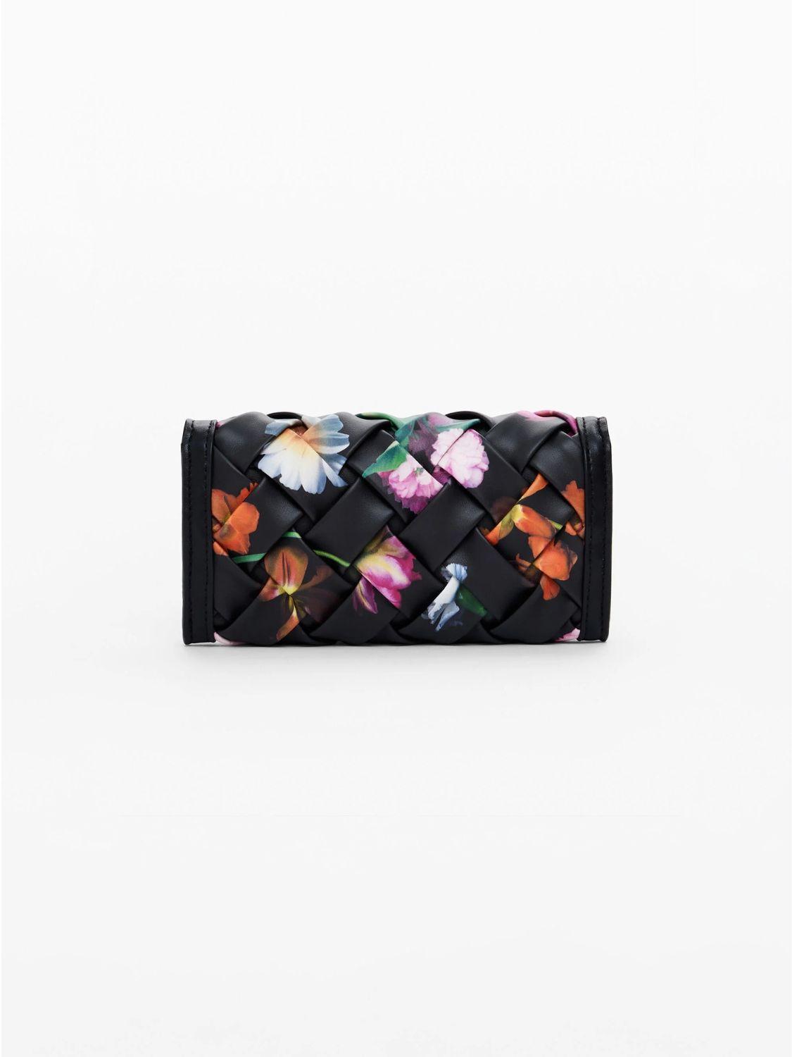 Desigual Grande portamonete intrecciato con fiori Donna Nero 25SAYP14 2000 DESIGUAL