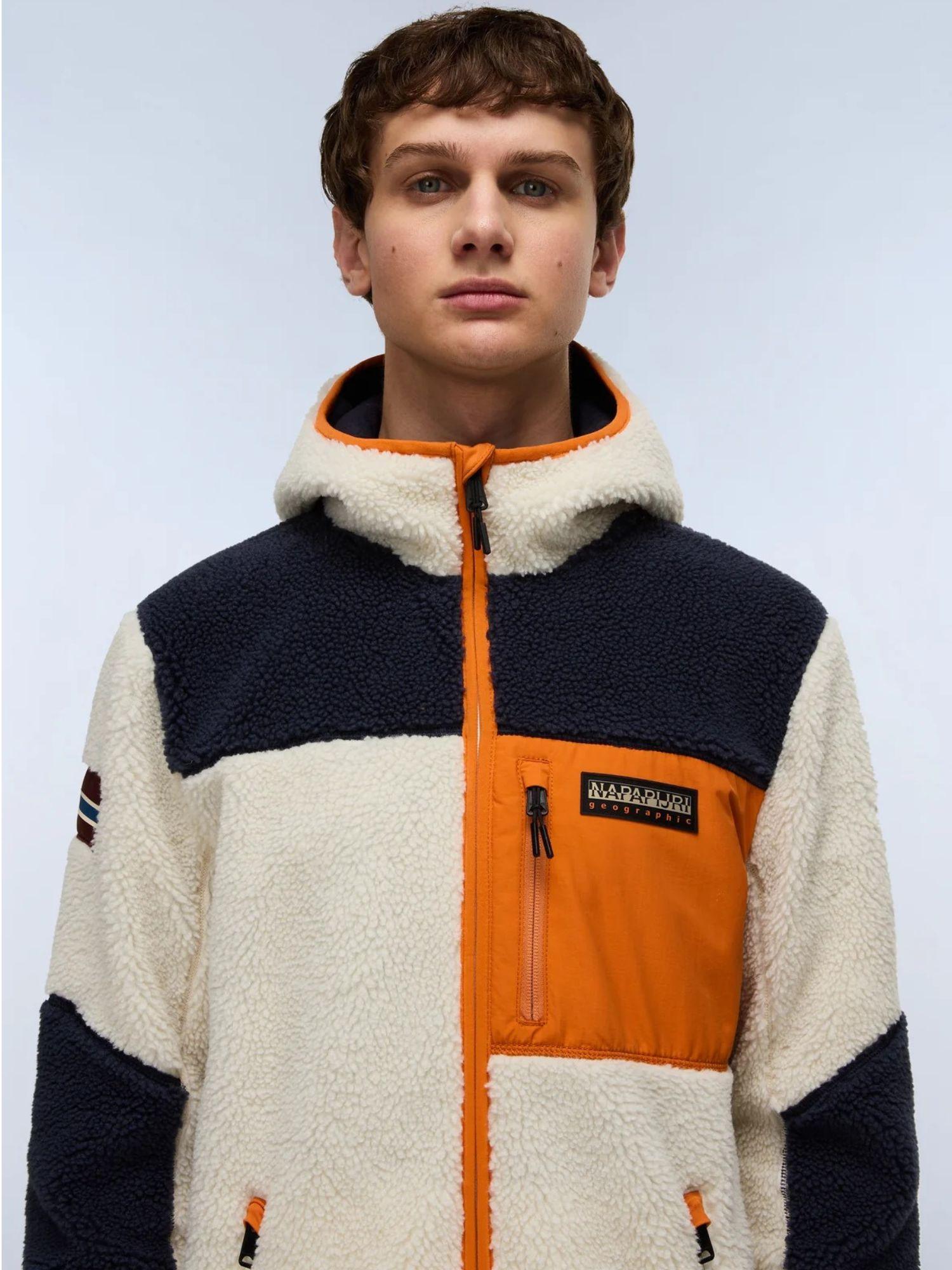 Napapijri Felpa in Pile con Cappuccio e Zip Yupik Uomo Multicolour NP0A4GNS MM9 NAPAPIJRI