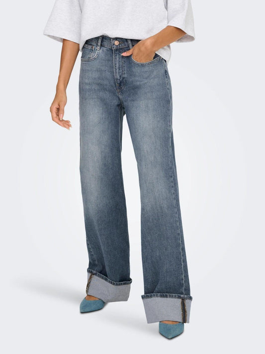 HOPE Vita alta Wide Leg Fit Jeans Donna Special Blue Grey Denim