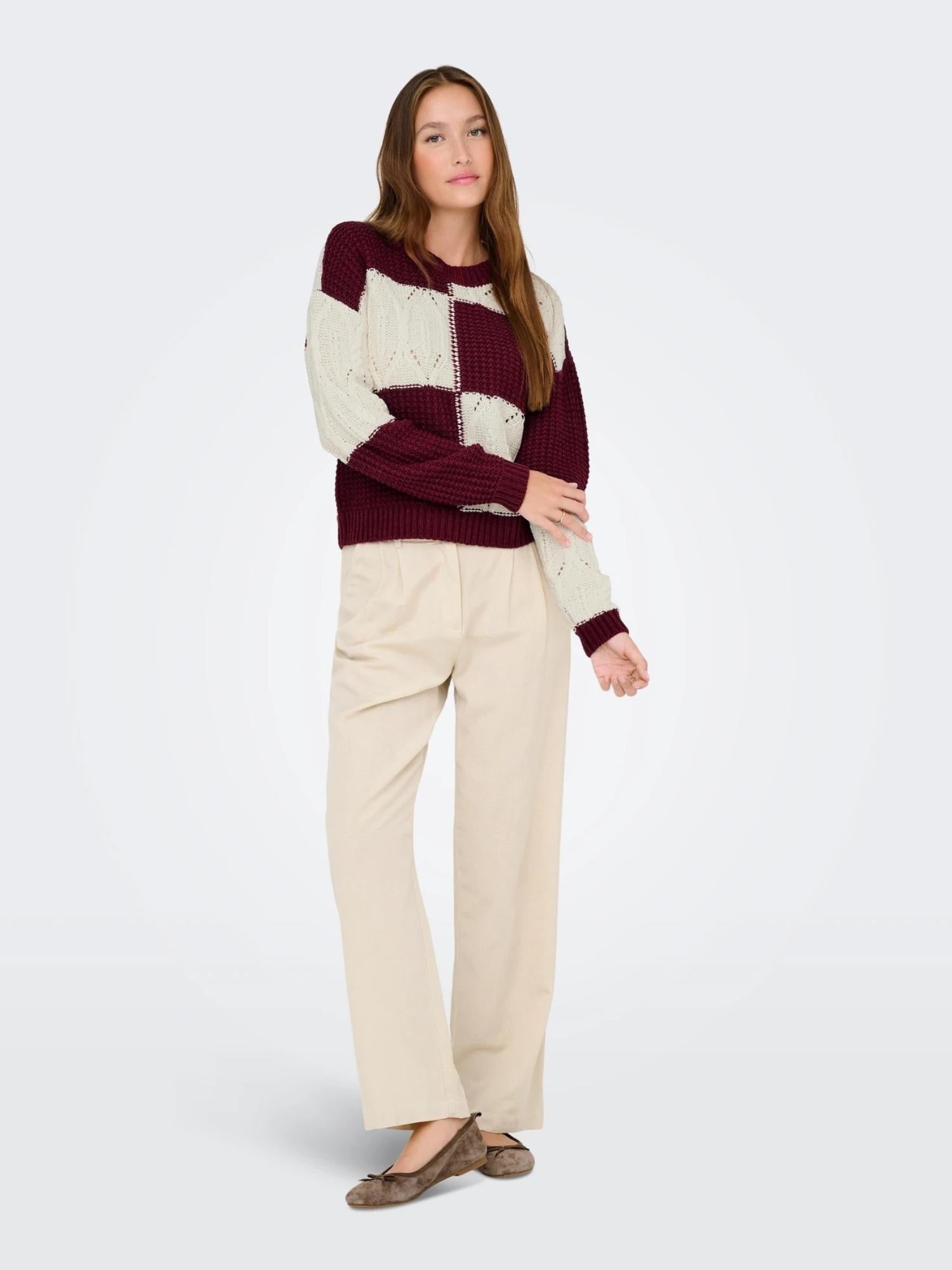 Jacqueline De Yong JDYJUSTY Pullover Donna Cabernet 15276930 Cabernet CLOUD DANCER JACQUELINE DE YONG