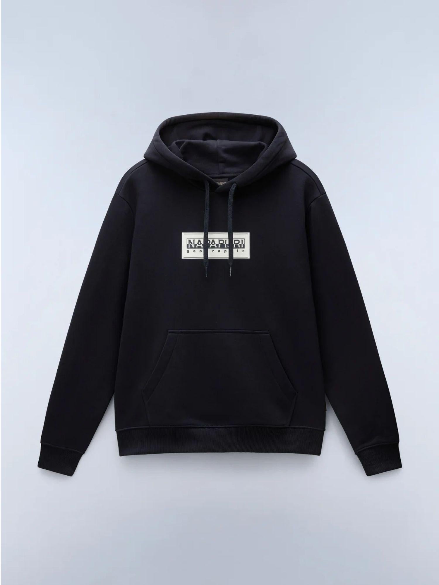 Napapijri Felpa con Cappuccio Box Logo Uomo Nero NP0A4I19 041 NAPAPIJRI