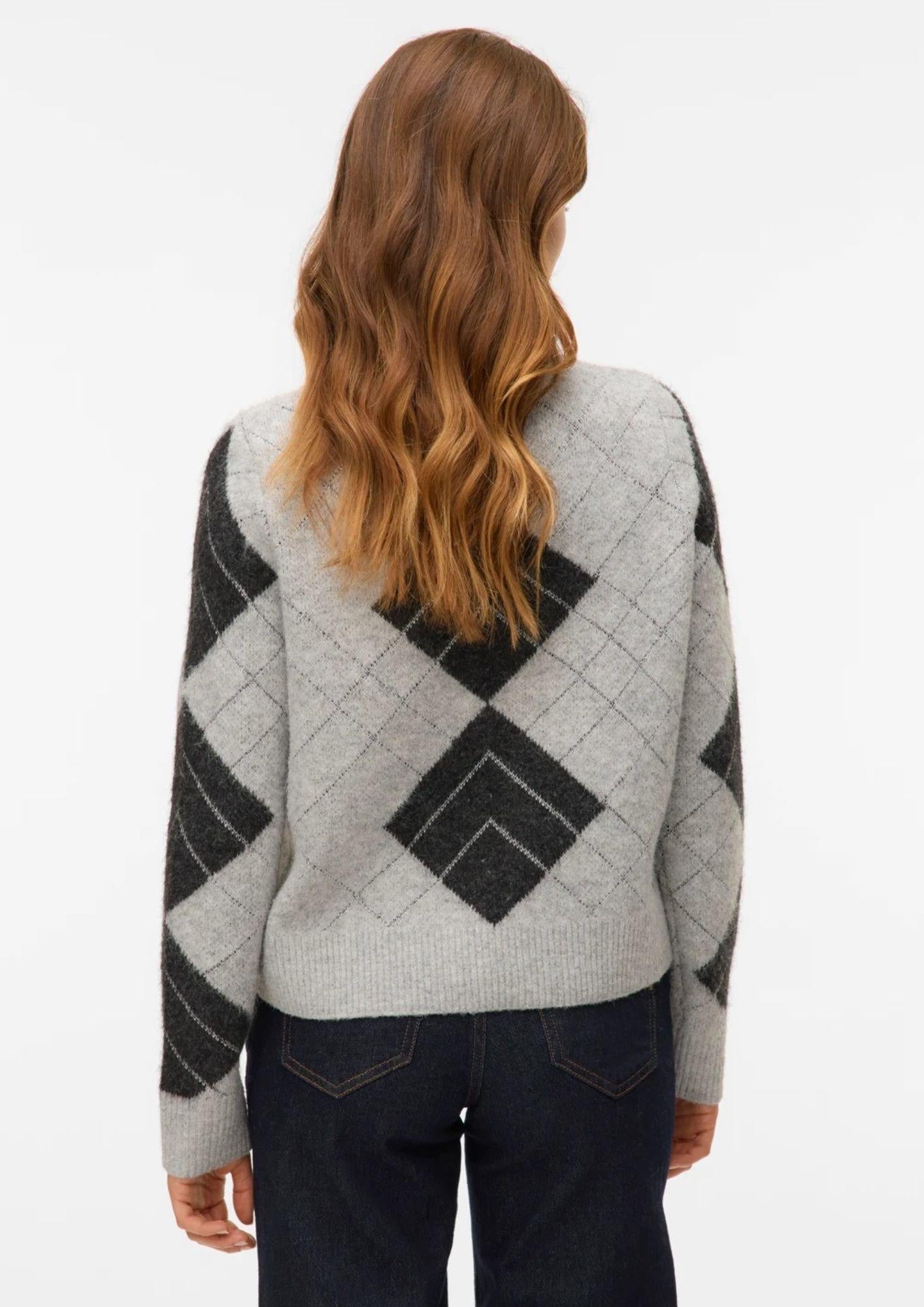Vero Moda Cardigan Donna Dae Grigio Chiaro Dettaglia Grigio scuro 10334877 W. DGM + SILVER LUREX VERO MODA