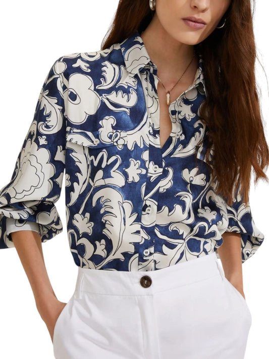 Emme Marella Camicia Donna Morena Blu Fiore 2515111261200 003 EMME MARELLA
