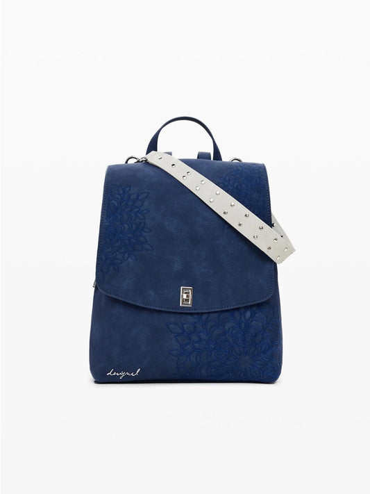 Zaino con patta piccola incisa Donna Blu