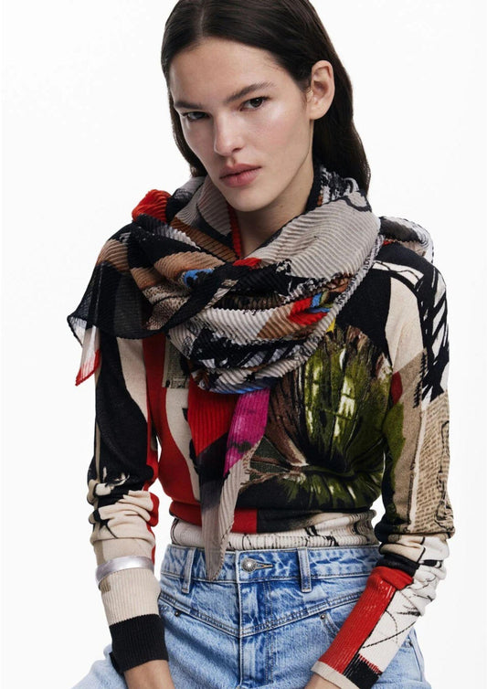 Desigual Foulard Donna Giornale Lacroix Finiture del Materiale