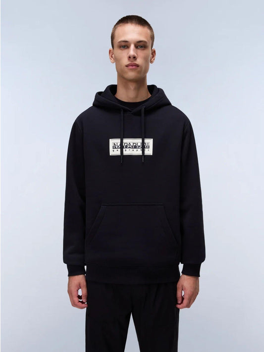 Napapijri Felpa con Cappuccio Box Logo Uomo Nero NP0A4I19 041 NAPAPIJRI