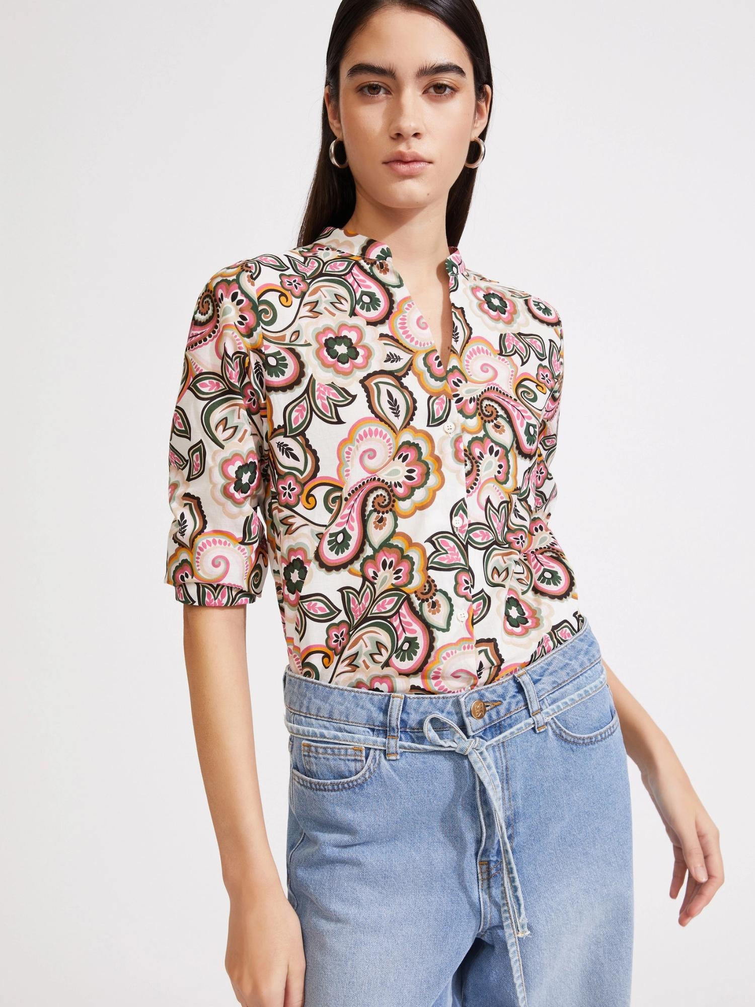 Emme Marella Camicia in mussola Accolto Donna Verde Bottiglia 2515111132200 004 EMME MARELLA