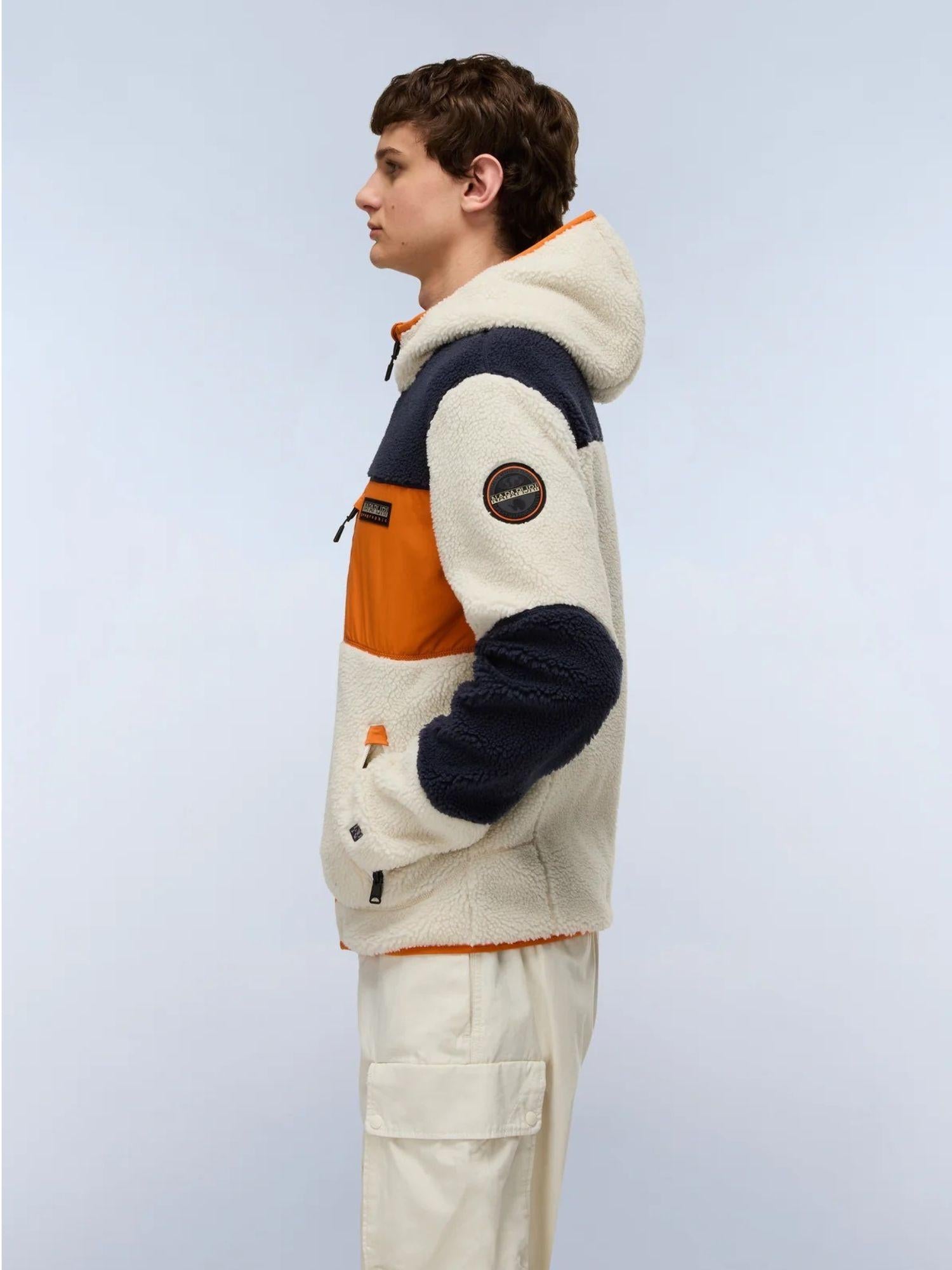 Napapijri Felpa in Pile con Cappuccio e Zip Yupik Uomo Multicolour NP0A4GNS MM9 NAPAPIJRI