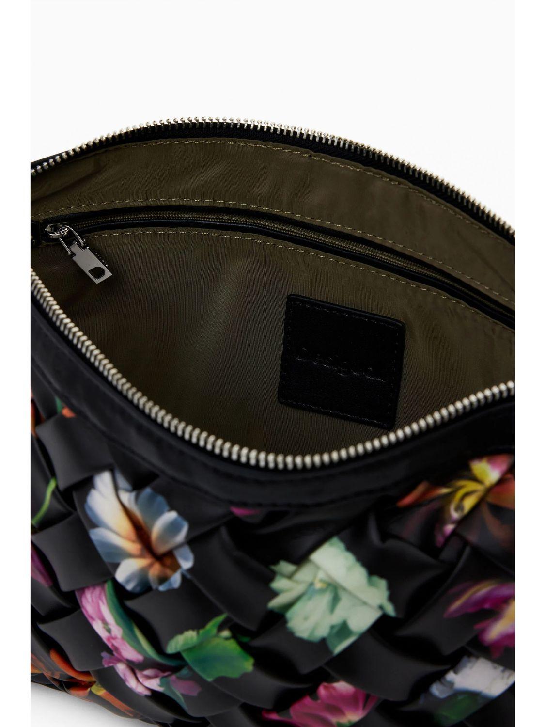 Desigual Borsa intrecciata piccola con fiori Donna Nero 25SAXPBQ 2000 DESIGUAL