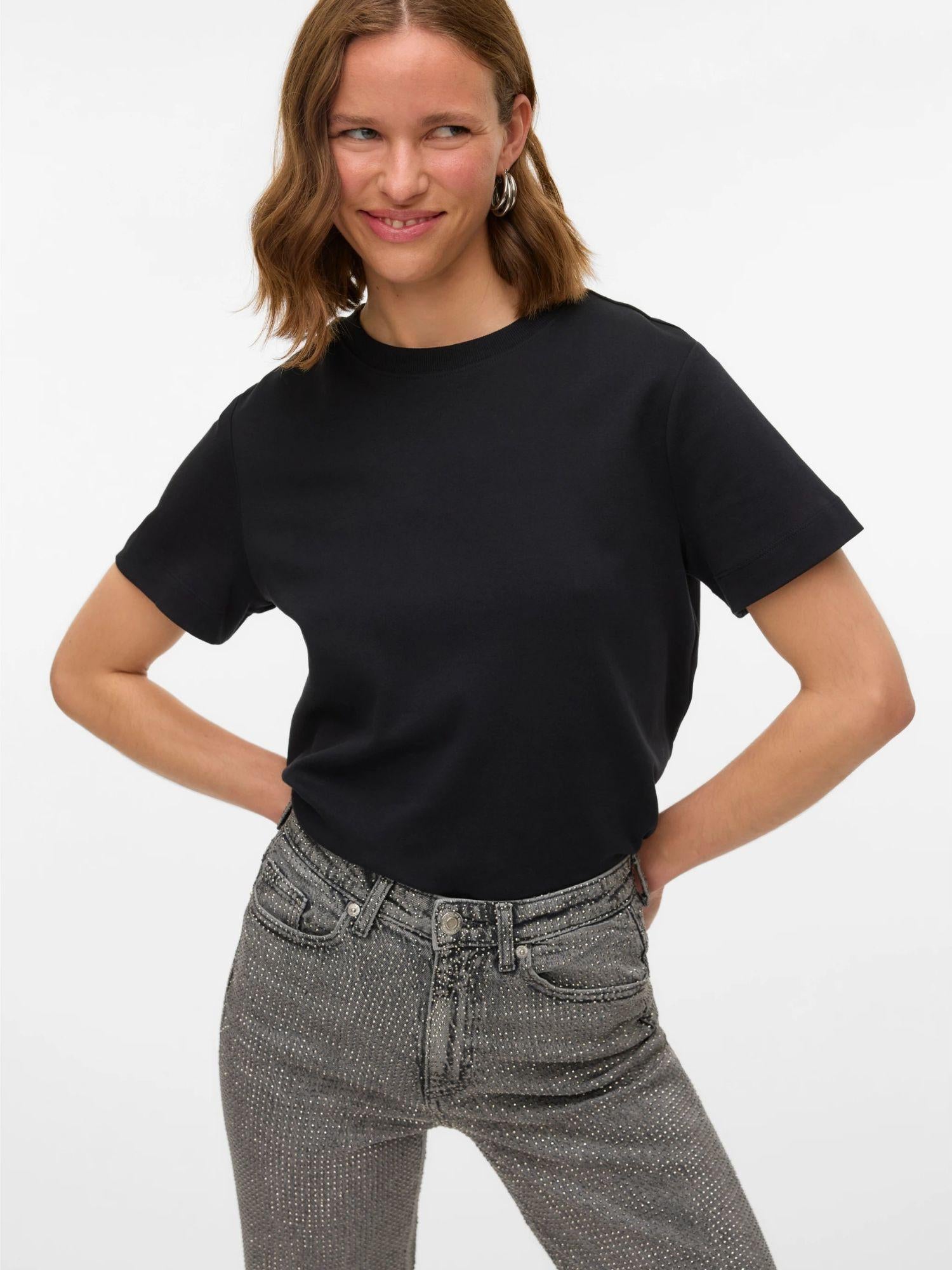 Vero Moda AWNAIMA T-Shirt Donna Nero 10294544 Black VERO MODA