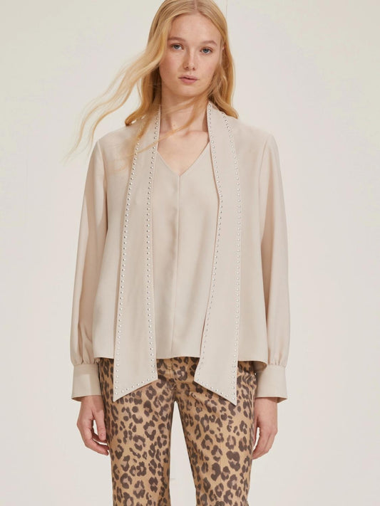 Emme Marella Blusa con sciarpa Alby Donna Bianco