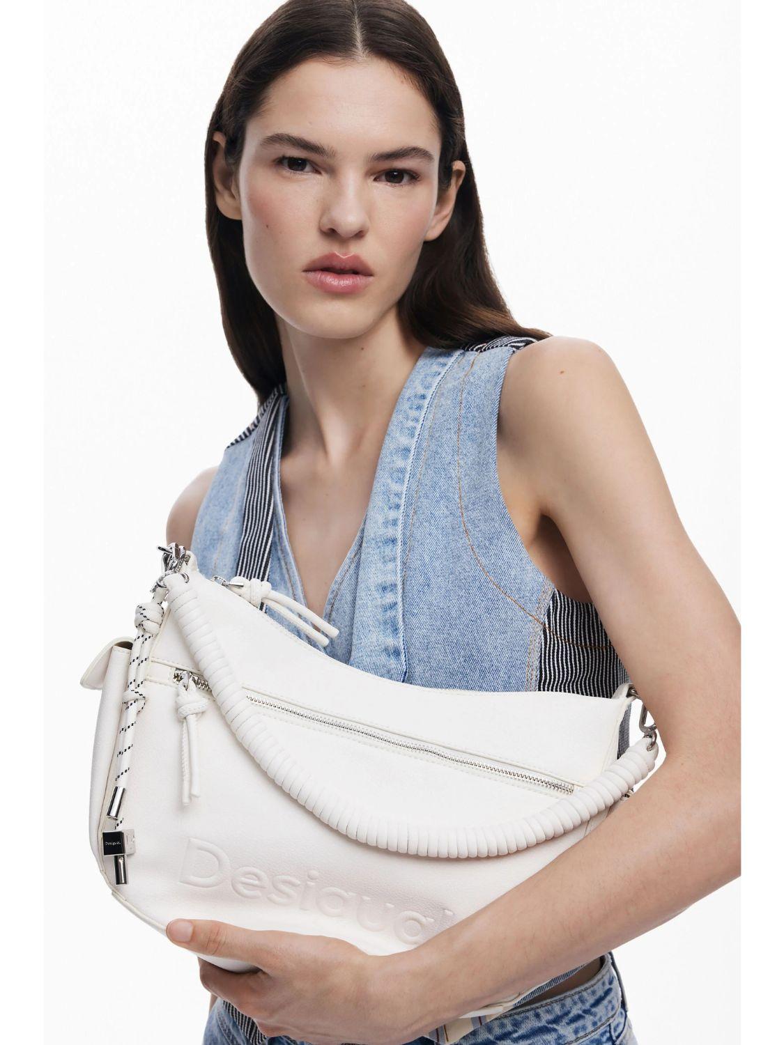 Desigual Borsa ovale logo 3D Donna Bianco 25SAXPBV 1000 DESIGUAL
