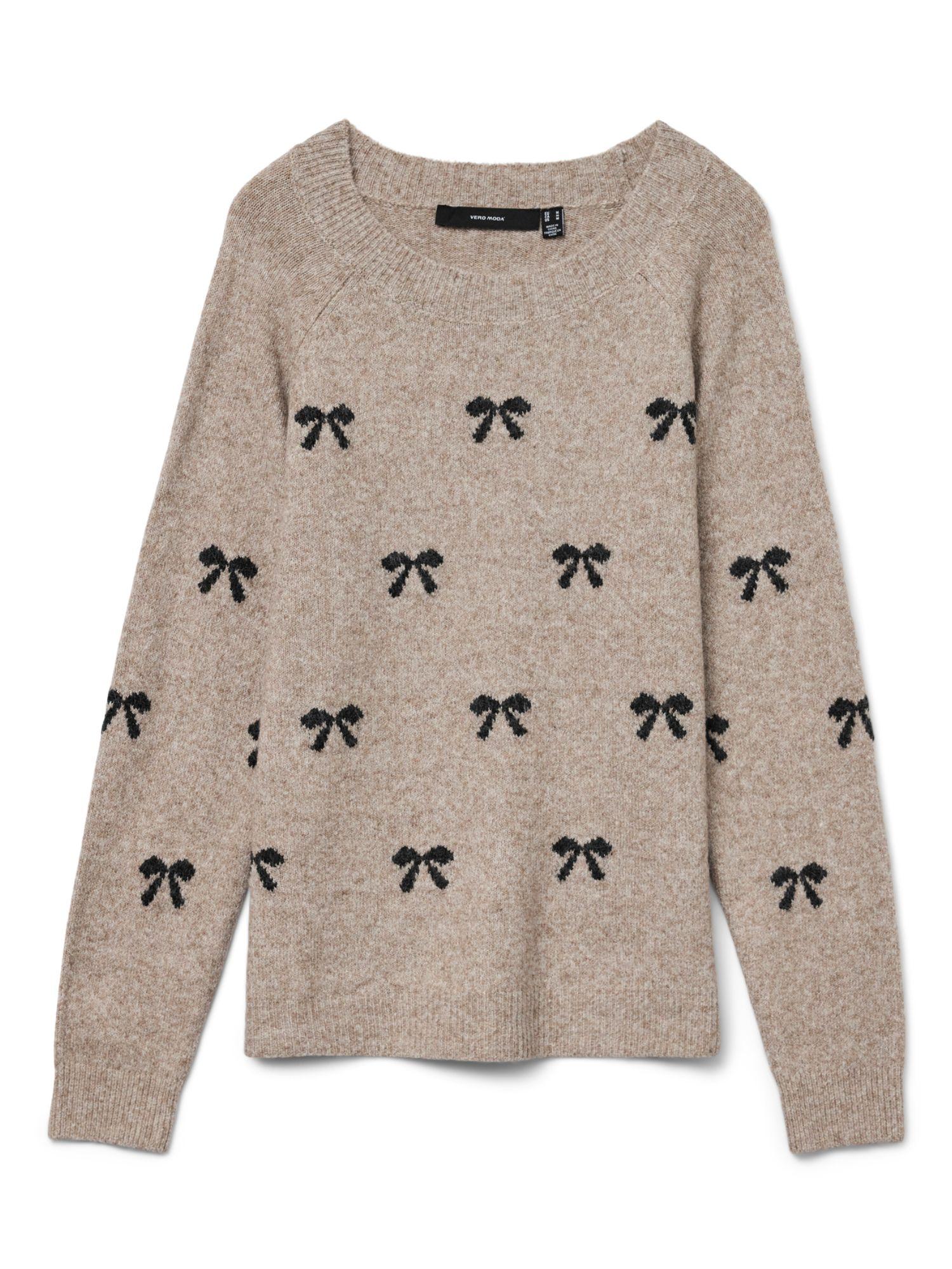 Vero Moda Pullover Donna Doffy Beige e Bianco 10330790 Woodrose W. WHITE HEARTS VERO MODA