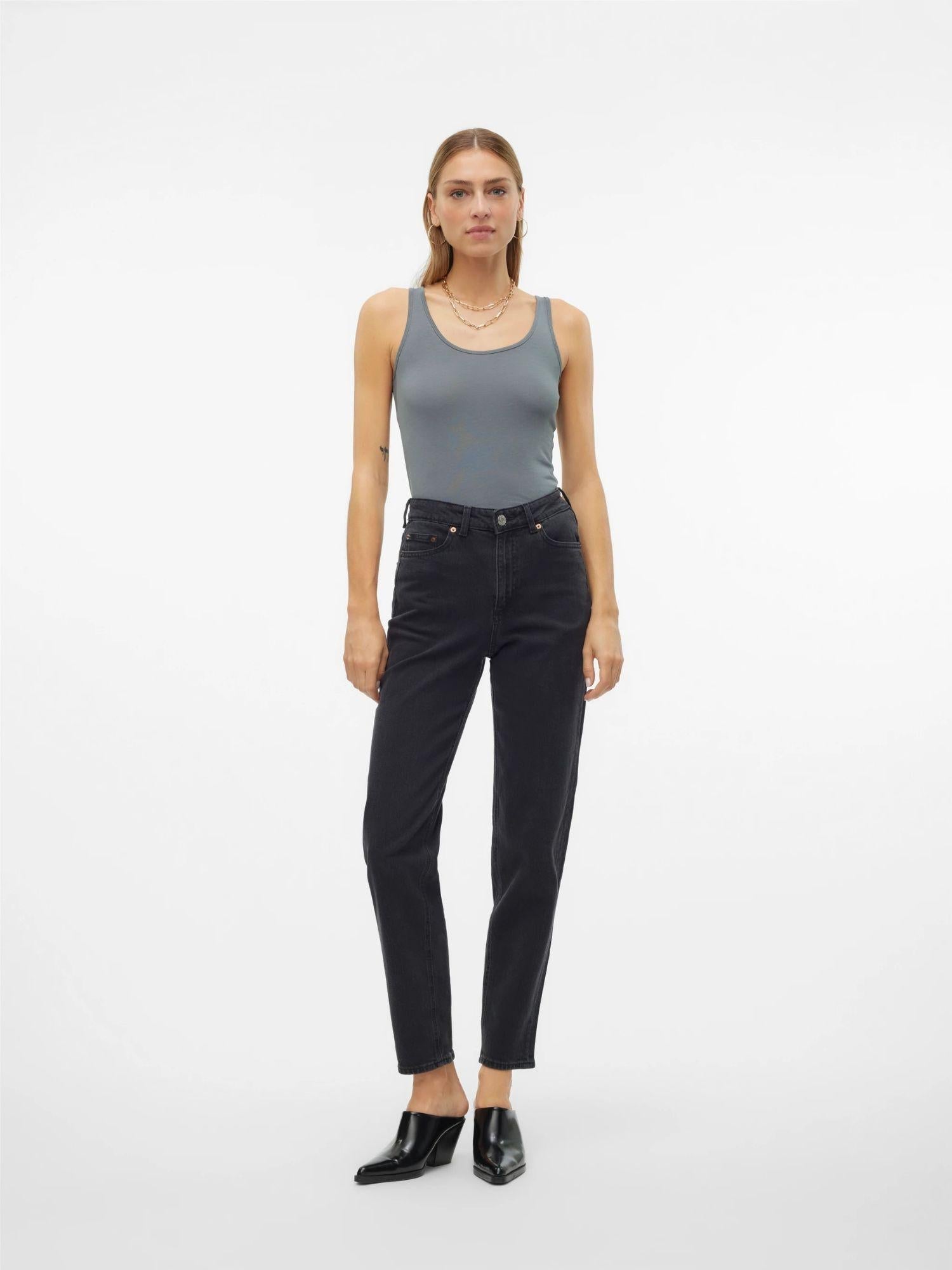 Vero Moda VMTESSA Vita alta Mom Fit Jeans Donna Dark Grey Denim 10302983 Dark Grey Denim VERO MODA