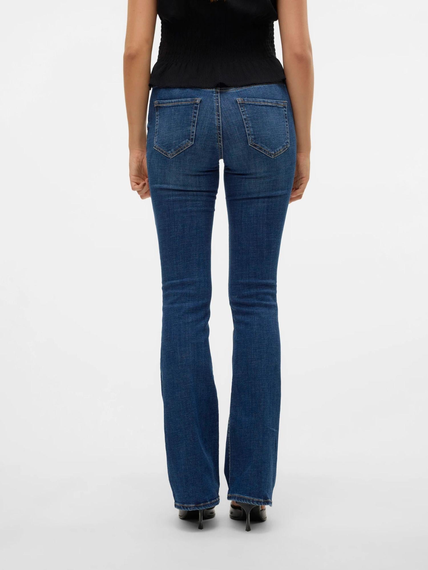 Vero Moda VMFLASH Vita media Flared Fit Jeans Donna Dark Blue Denim 10310511 Dark Blue Denim VERO MODA