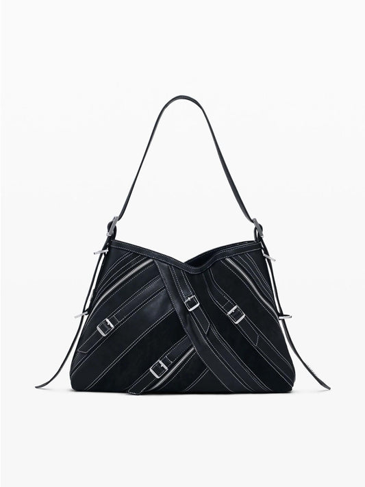 Desigual Borsa effetto pelle con fibbie media Donna Nero