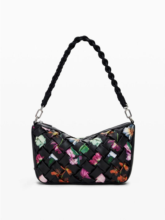 Desigual Borsa intrecciata piccola con fiori Donna Nero 25SAXPBQ 2000 DESIGUAL