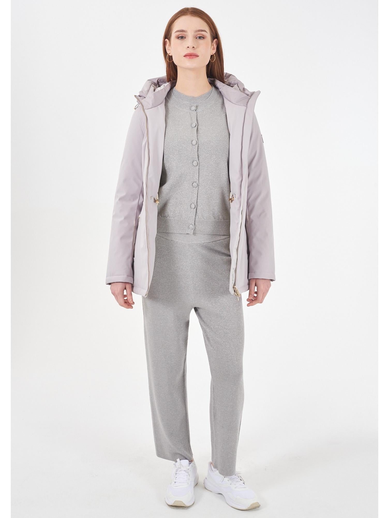 Yes Zee Cappotto Softshell con Cappuccio e Coulisse Donna Grigio Perla O088 M200 0819 YES ZEE