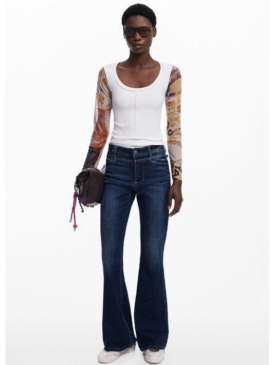 Women's White Chiffon Sleeved T-Shirt