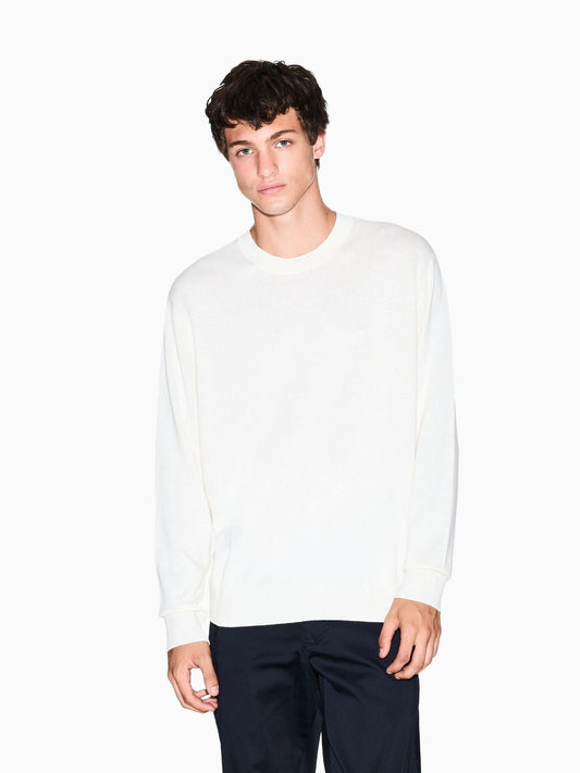 Maglione girocollo in misto cotone Uomo Bianco