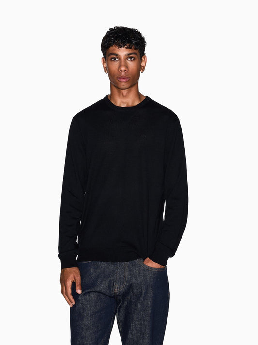 Armani Exchange Maglione girocollo in lana vergine Uomo Nero