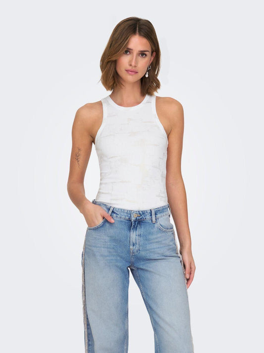 Top Donna Bright White Pale gold foil