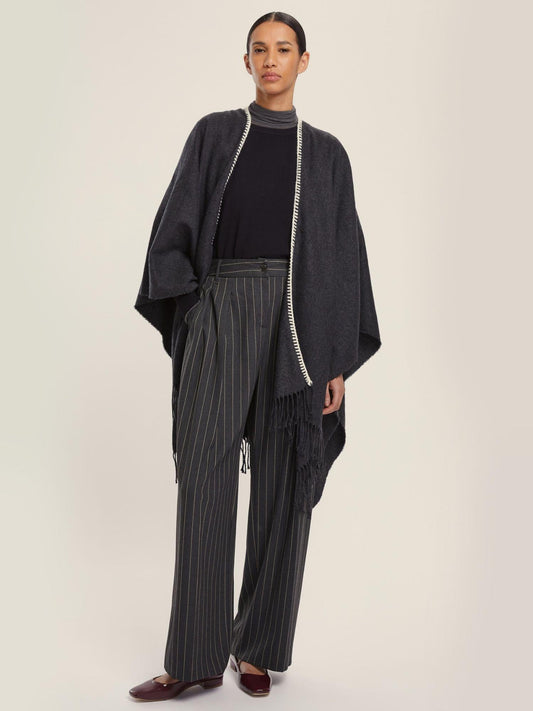 Emme Marella Poncho con frange Heidi Donna Grigio scuro