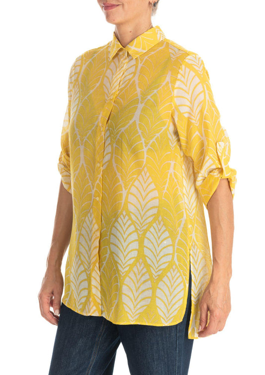 Camicia Donna Gialla Con Stampe