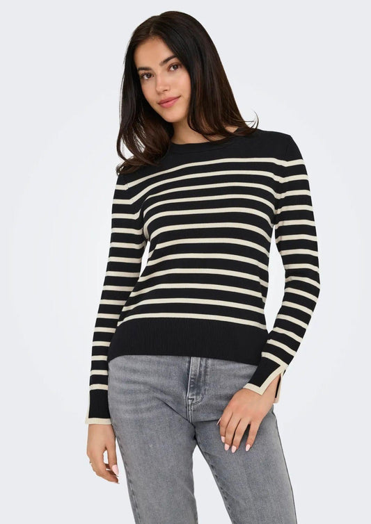 Only Onlkalana Pullover Donna Nero e Bianco 15331331 Black Whitecap Grey ONLY
