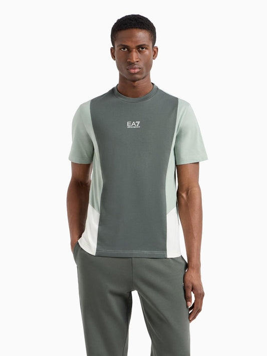 T-shirt EA7 Emporio Armani girocollo Summer Block in jersey di cotone Uomo Grigio