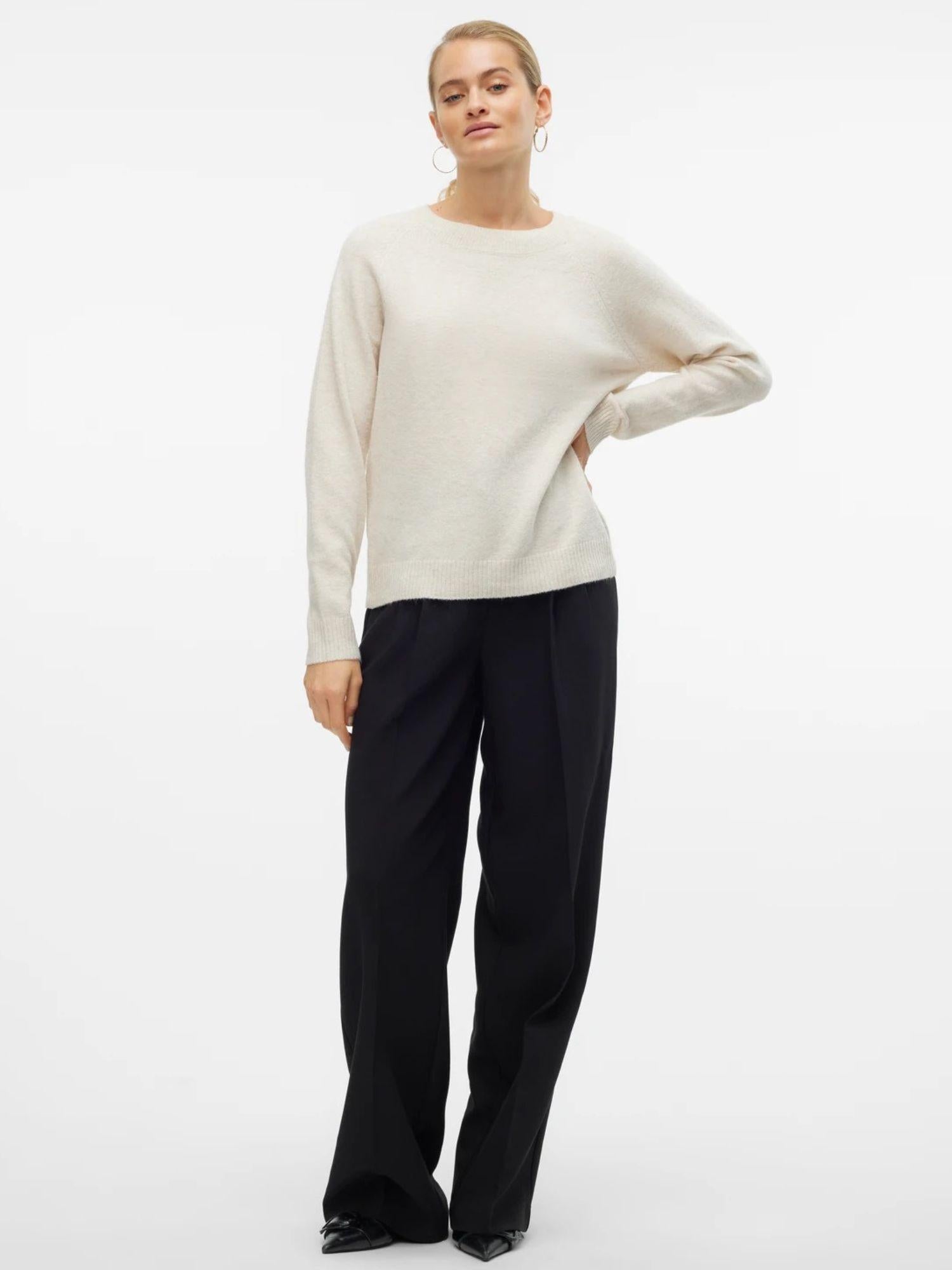 Vero Moda Maglia Donna Doffy Bianco Panna 10201022 Birch MELANGE VERO MODA