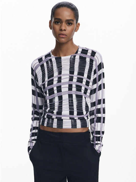 Pullover a righe mikado Donna Bianco