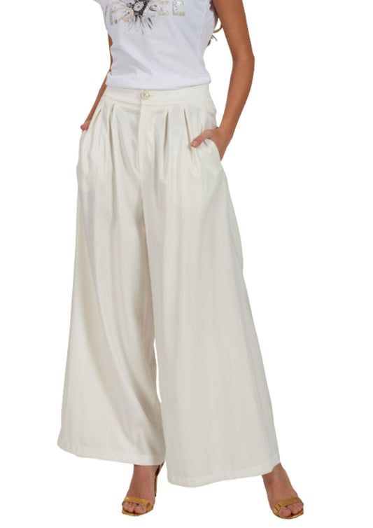 Yes Zee Pantalone Donna Bianco Avorio