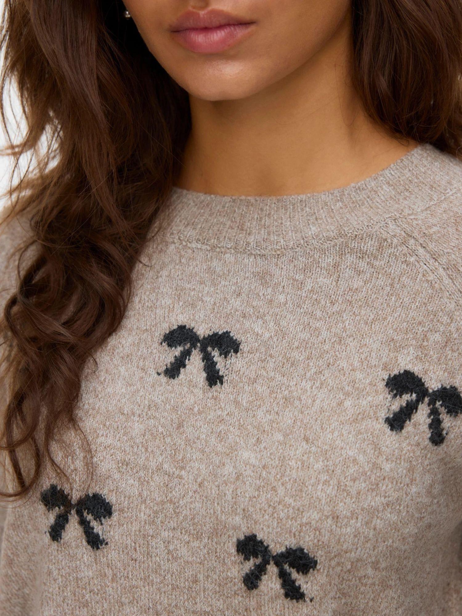Vero Moda Pullover Donna Doffy Beige e Bianco 10330790 Woodrose W. WHITE HEARTS VERO MODA